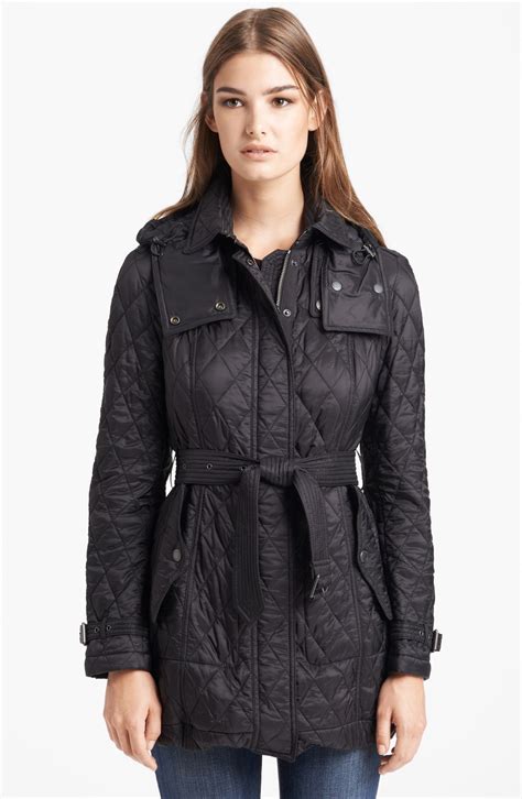 burberry black polyester jacket|burberry finsbridge belted quilted jacket.